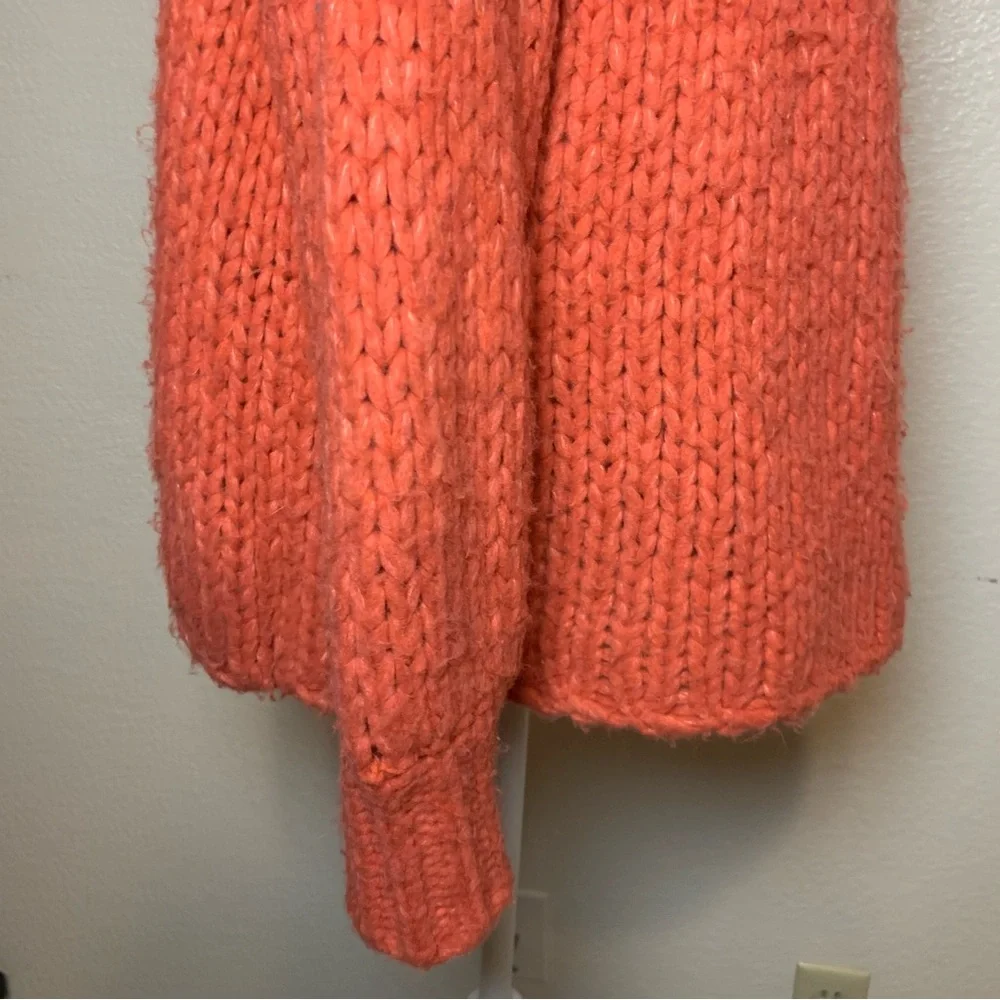 Free People Be There Chunky Knit Pullover Sweater Coral Oversized Small